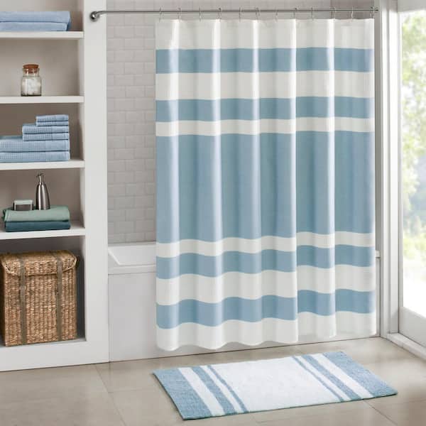 Blue 27 in. x 45 in. Spa Cotton Reversible Bath Mat Rug