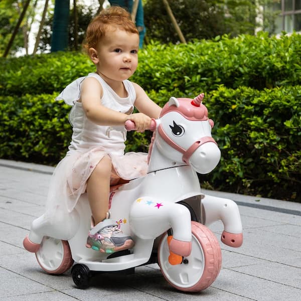 TOBBI 6-Volt Ride-On Unicorn Toy Riding Pony Rocking Horse