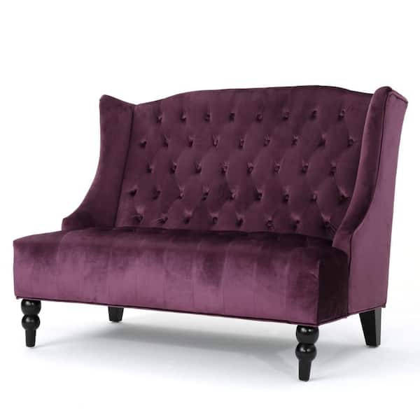 Lanny 34 in. Velvet 2-Seater Tufted Loveseat in Purple
