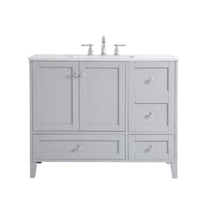 Timeless Home 42 in. W x 22 in. D x 34 in. H Single Bathroom Vanity in Grey with Calacatta Engineered Stone