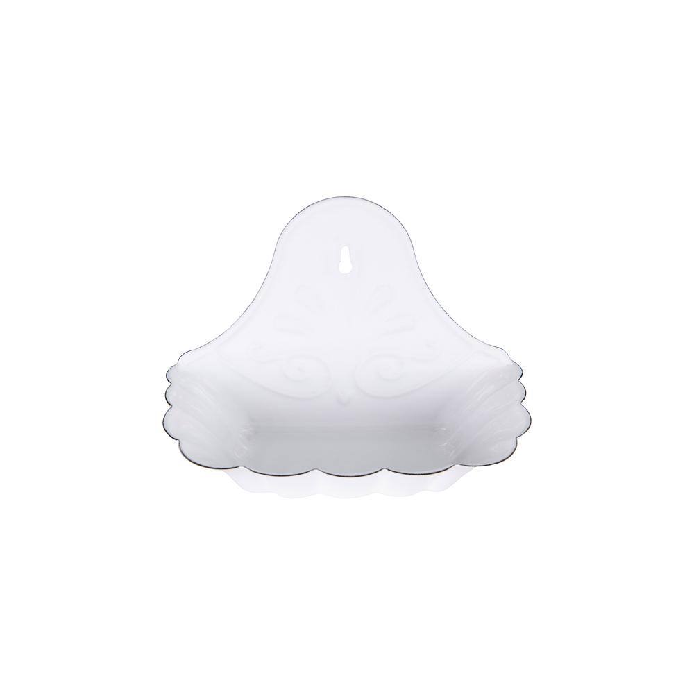 White Ceramic Wall-Mounted Soap Dish with Scalloped Edges