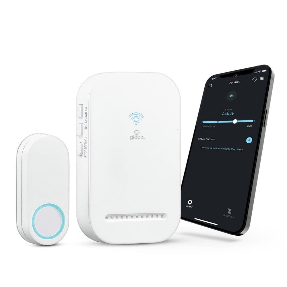 Wi-Fi Smart Wireless Doorbell Chime Kit with Lighted Plug-In Chime and Battery Operated Lighted Doorbell
