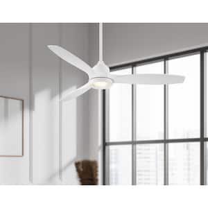 Skyhawk 60 in. Integrated LED Indoor Flat White Ceiling Fan with Light Kit and Remote Control