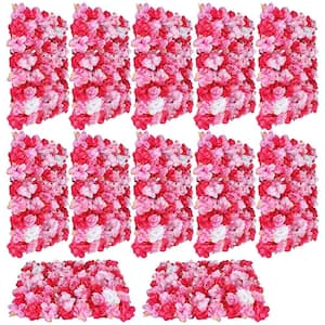 12-Pieces 15.74 in. x 23.62 in. x 0.79 in. Artificial Rose Flower Wall Panels Wall Decorative Wedding Party Background