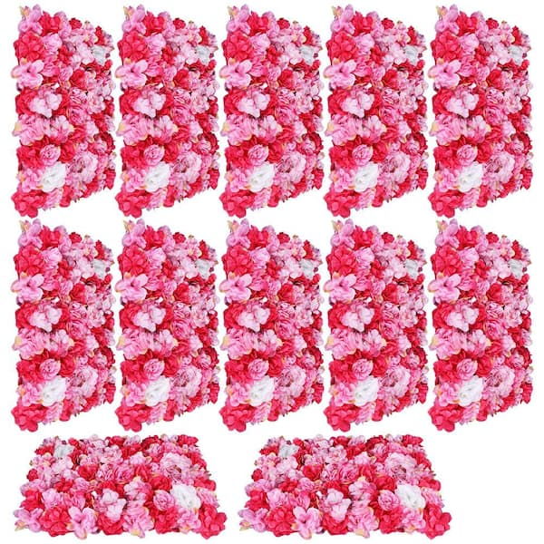 YIYIBYUS 12-Pieces 15.74 in. x 23.62 in. x 0.79 in. Artificial Rose Flower Wall Panels Wall Decorative Wedding Party Background