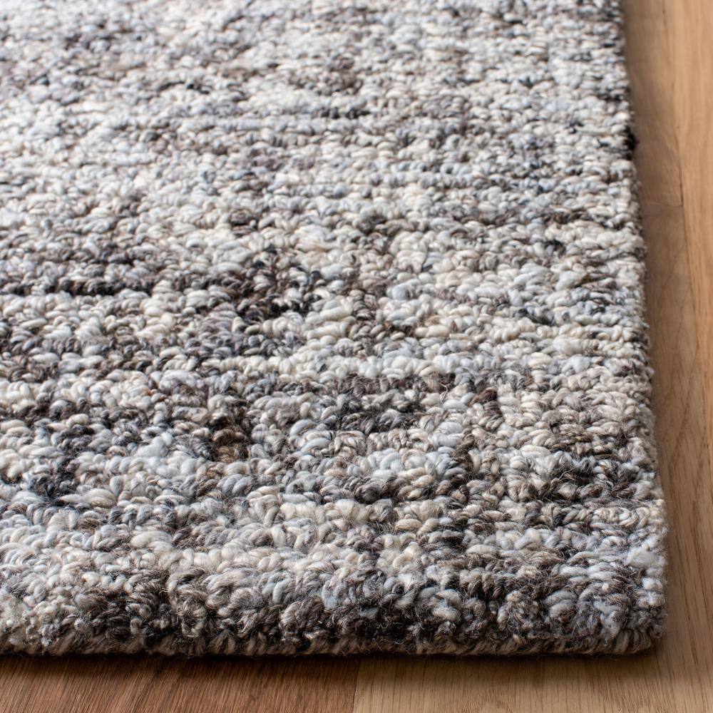 Gray and Beige 4' x 6' Handmade Wool Abstract Area Rug
