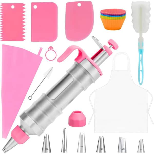 Stainless Steel Cake Decorating Kit with Piping Bags and Tips Set, Icing Supplies, Silicone Liners, 26-Piece