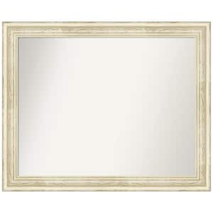 Country White Wash 32.5 in. x 26.5 in. Non-Beveled Rustic Rectangle Wood Framed Wall Mirror in White