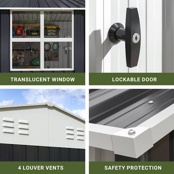 AirWire 12 ft. W x 10 ft. D Metal Outdoor Storage Shed with Vents