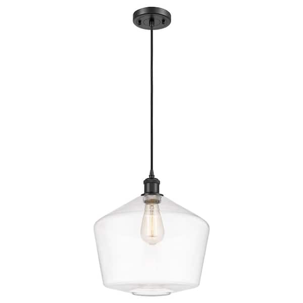 Cindyrella 100-Watt 1-Light Matte Black Standard Mini Pendant Light with Clear Glass Shade, No Bulbs Included