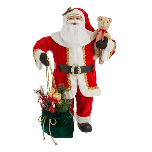 Home Accents Holiday 3 ft Santa With Present Bag and Bear D78 