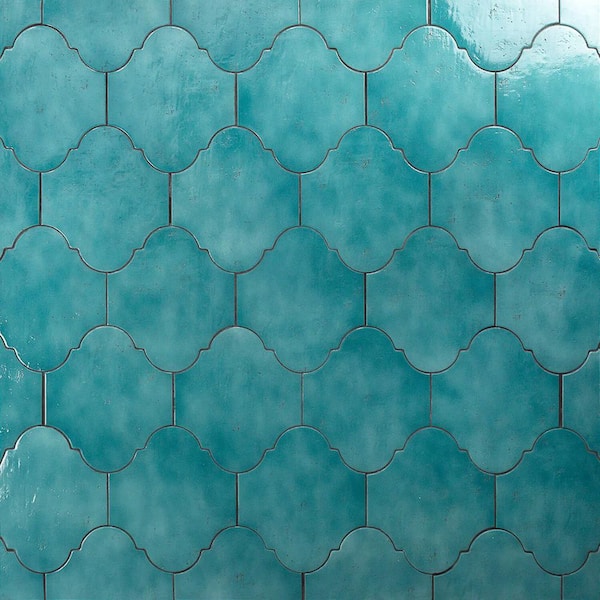 Ivy Hill Tile Appaloosa Arabesque Carribean Blue 8 in. x 10 in. Polished Porcelain Floor & Wall Tile (18 Pieces, 10.54 sq. ft. / box)