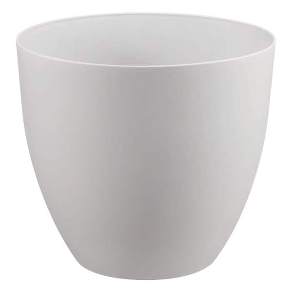 Vigoro 11.5 in. Cersei Modern Matte White Plastic Planter (11.5 in. D x 10.4 in. H)