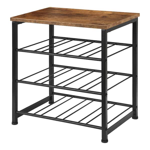 Oumilen 3-Tier Freestanding Countertop Black Wine Rack