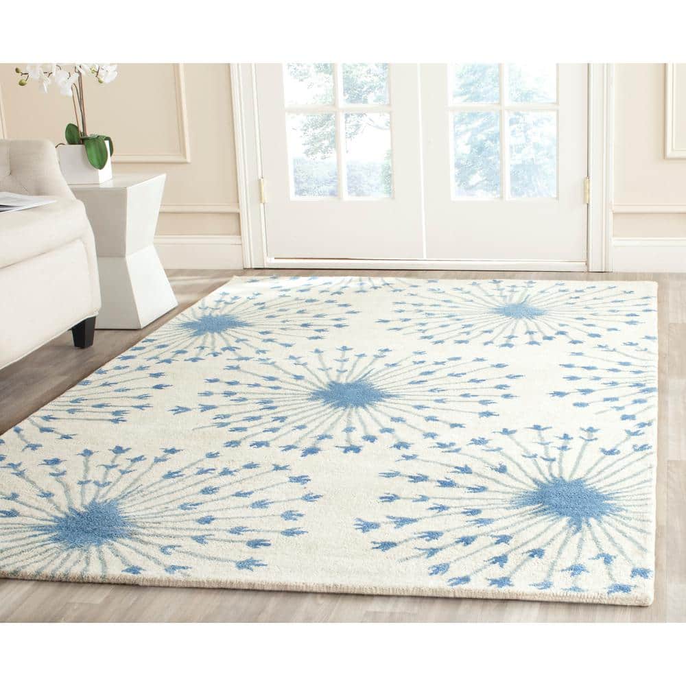 Bella Beige and Blue Hand-Tufted Wool Area Rug