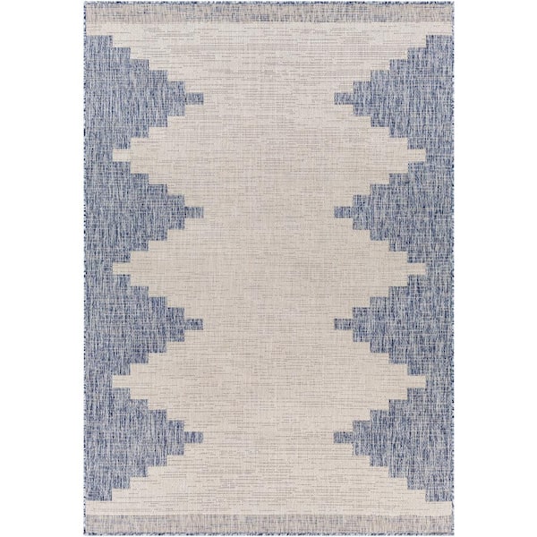 Livabliss Lageli Blue 9 ft. x 12 ft. Global Indoor/Outdoor Area Rug