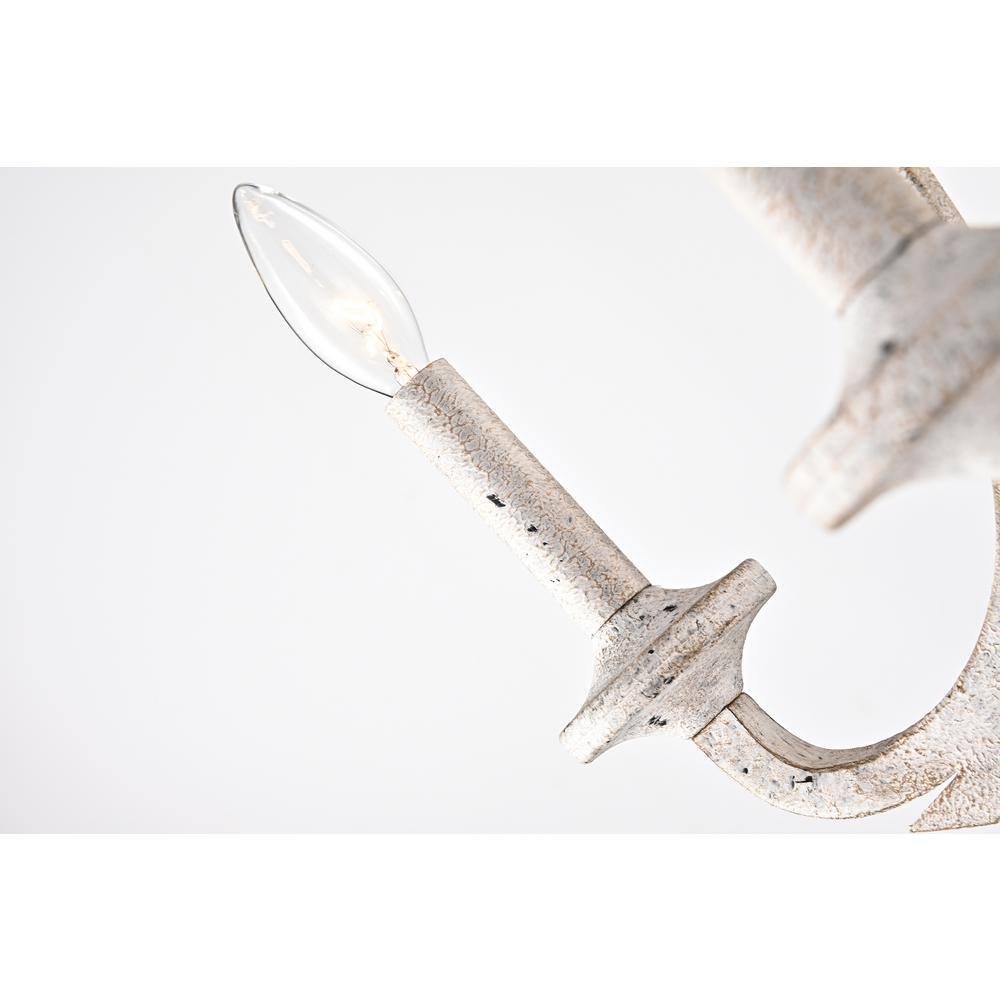 Antique White 5-Light Distressed Candle Chandelier