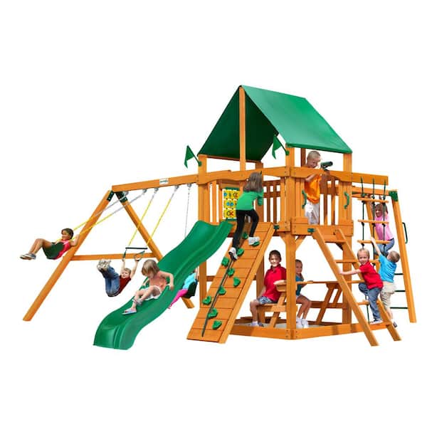 Gorilla Playsets Navigator Wooden Swing, Wooden Swing Set With Monkey Bars And Slide