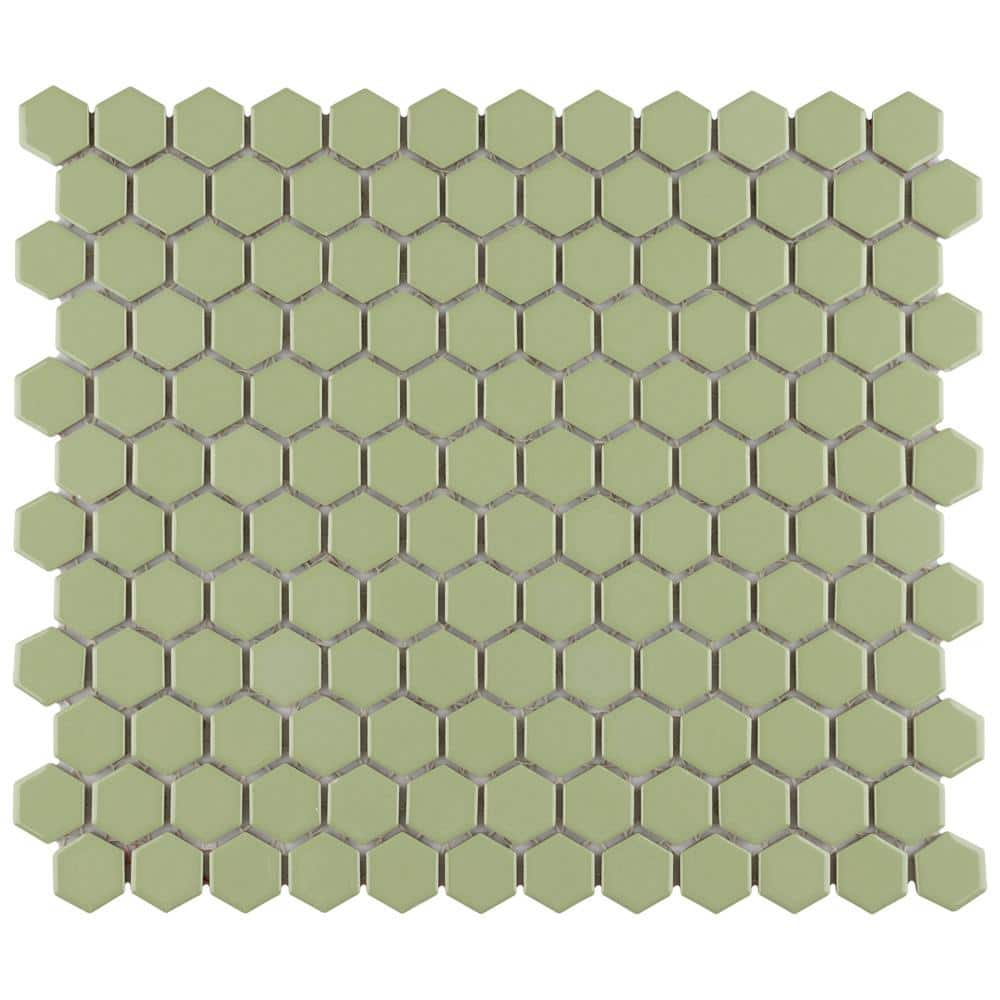 Metro 1 in. Hex Glossy Olive 10-1/4 in. x 11-7/8 in. Porcelain Mosaic Tile (8.6 sq. ft./Case) price history on PriceWatchPro