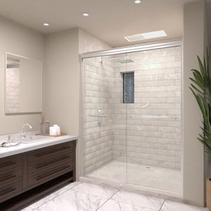 60 in. W x 72 in. H Sliding Semi-Frameless Shower Door in Chrome with Clear Glass