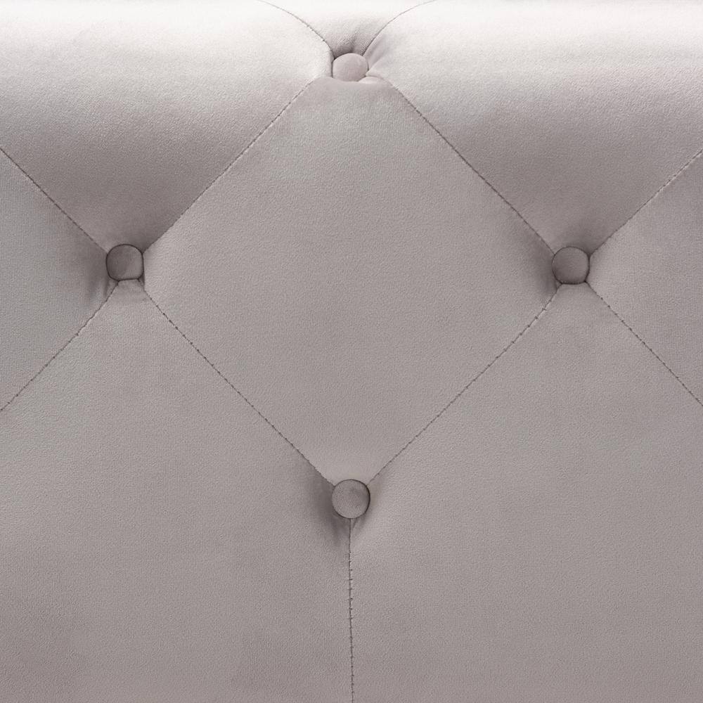 Slate Gray Velvet Button Tufted Cocktail Ottoman
