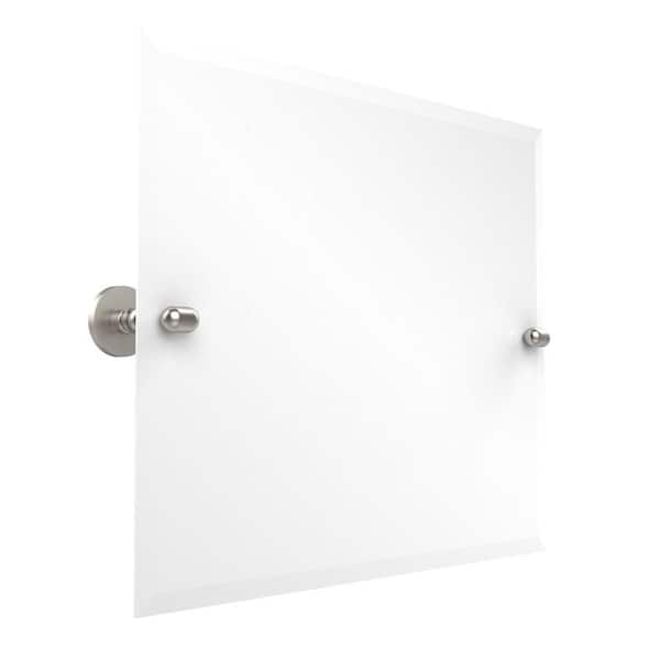 Allied Brass Tango Collection 26 in. x 21 in. Frameless Rectangular Landscape Single Tilt Mirror with Beveled Edge in Satin Nickel