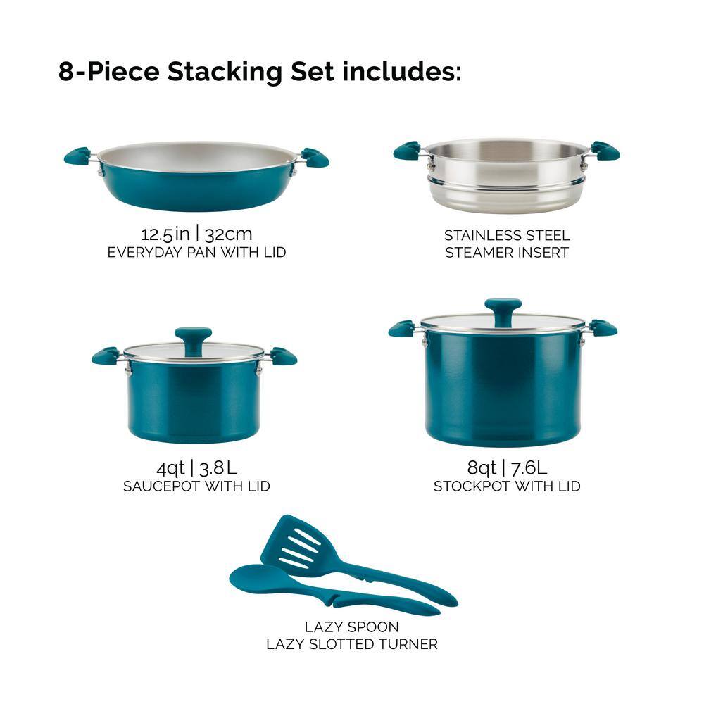 Teal Shimmer 8-Piece Aluminum Nonstick Cookware Set