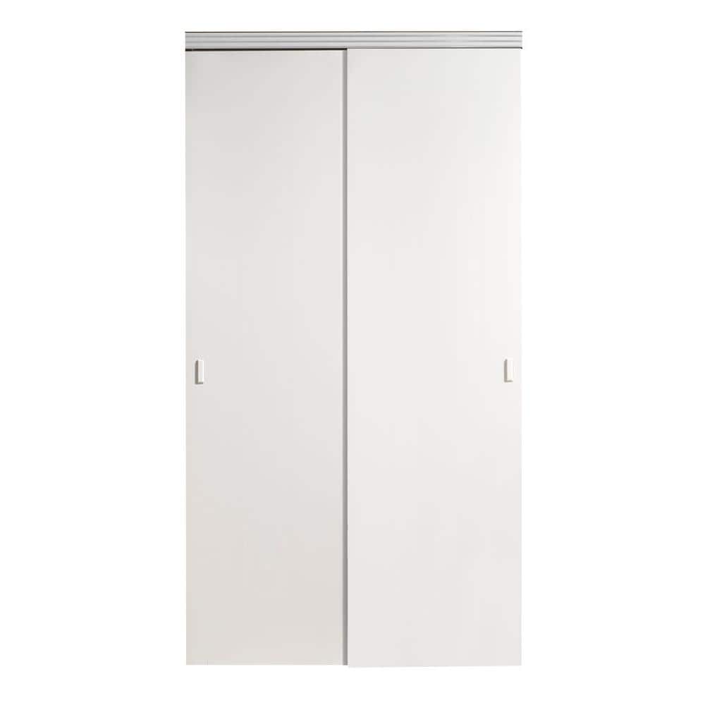 Solid Core Primed Sliding Closet Doors with Chrome Finish, 48" x 80"