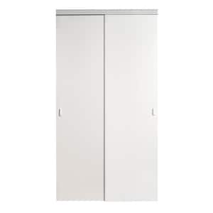60 in. x 96 in. Smooth Flush Solid Core White MDF Interior Closet Sliding Door with Matching Trim