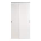72 in. x 80 in. Smooth Flush White Solid Core MDF Interior Closet Sliding Door with Chrome Trim