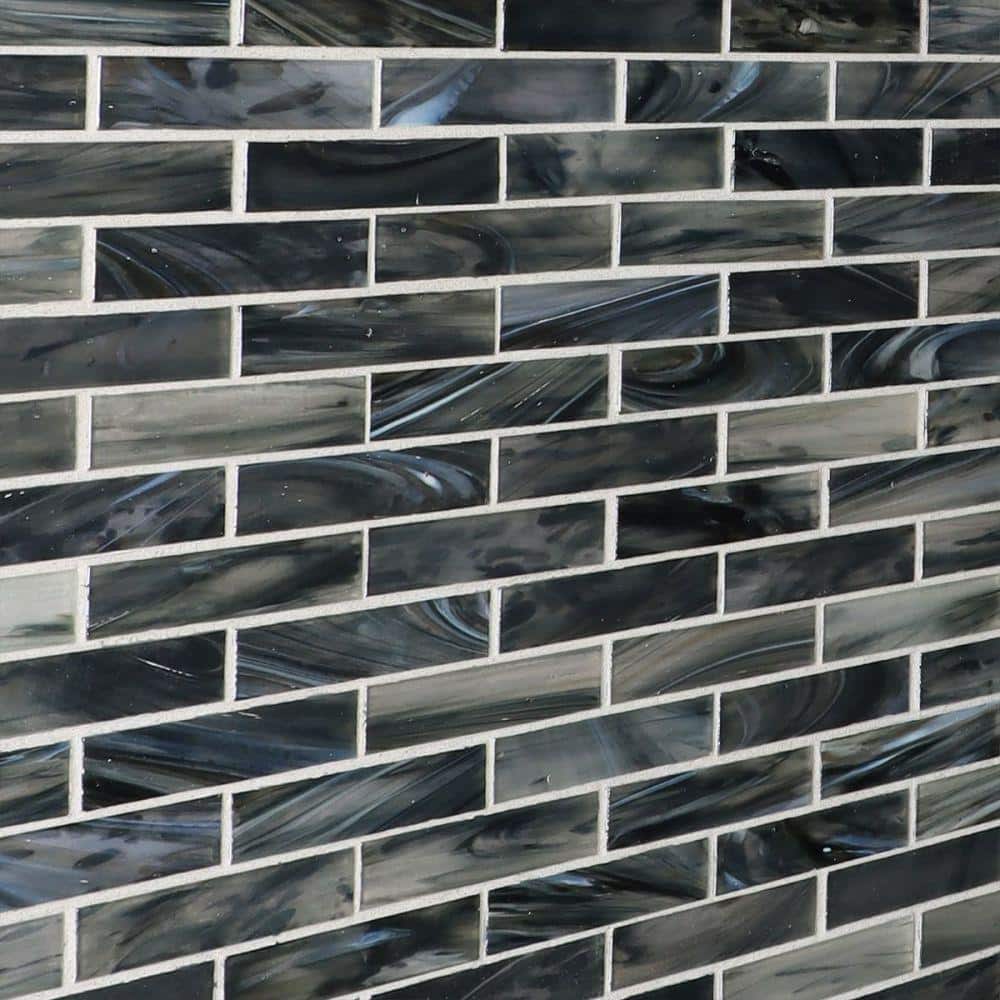 Amber Night Black 4 in. x 0.24 in. Polished Glass Wall Mosaic Tile Sample price history on PriceWatchPro