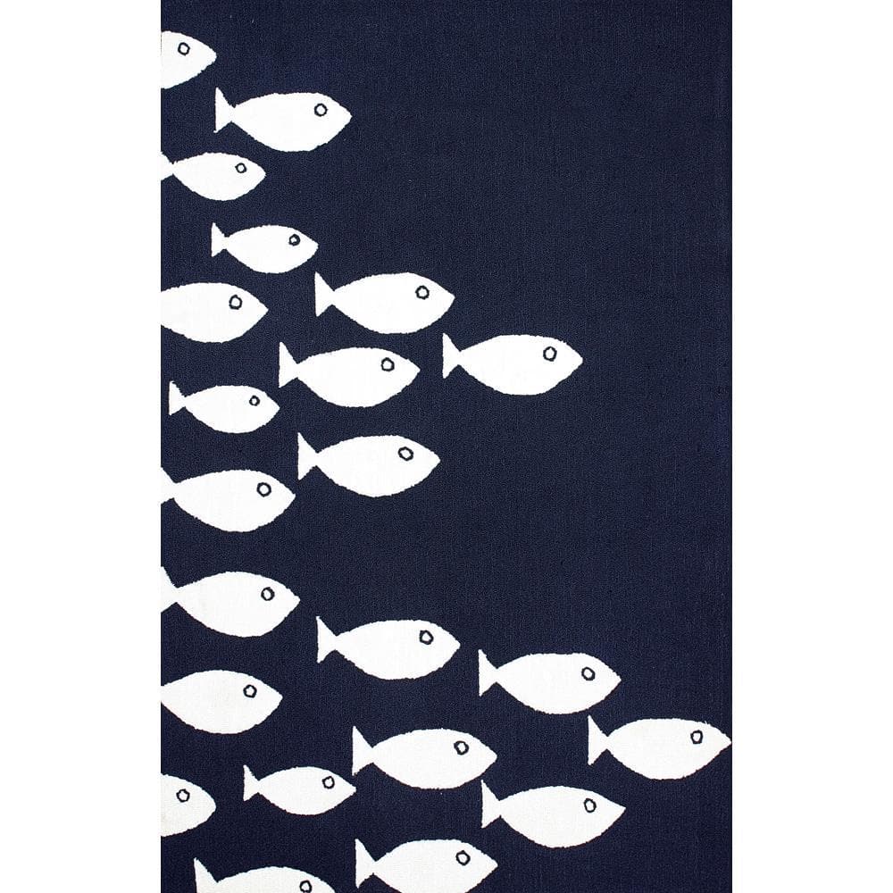 nuLOOM School of Fish Playmat Navy 5 ft. x 8 ft. Indoor Outdoor