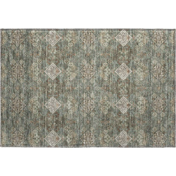 Mayfield Premium Machine Washable Abstract AMF2477 Basil 2 ft. x 3 ft. Accent Rug