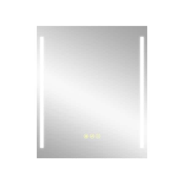 Satico 30 in. W x 36 in. H Rectangular Frameless Anti-Fog Wall Mounted LED Light Bathroom Vanity Mirror in Silver