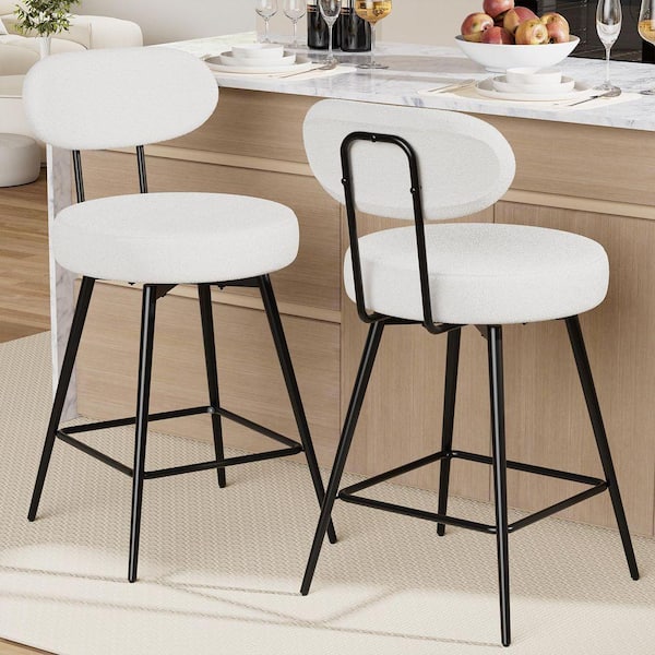 Hommpa 26in. H White Swivel Upholstered Bar Stools Counter Height Bar ...
