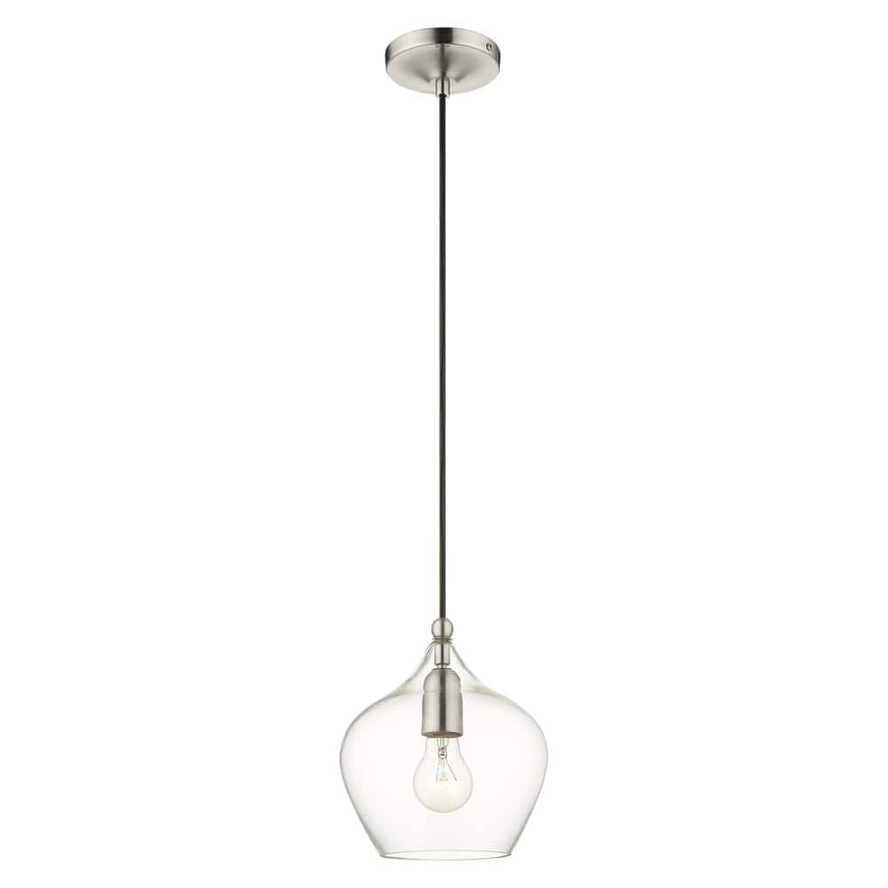 Aldrich Mini Indoor/Outdoor Clear Glass LED Pendant in Brushed Nickel