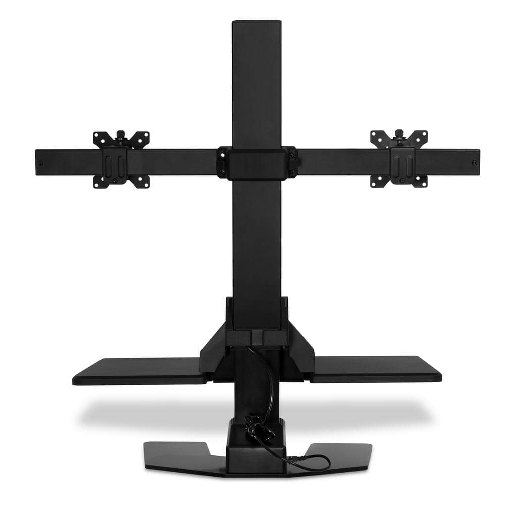 Black Steel Adjustable Dual Monitor Standing Desk Converter