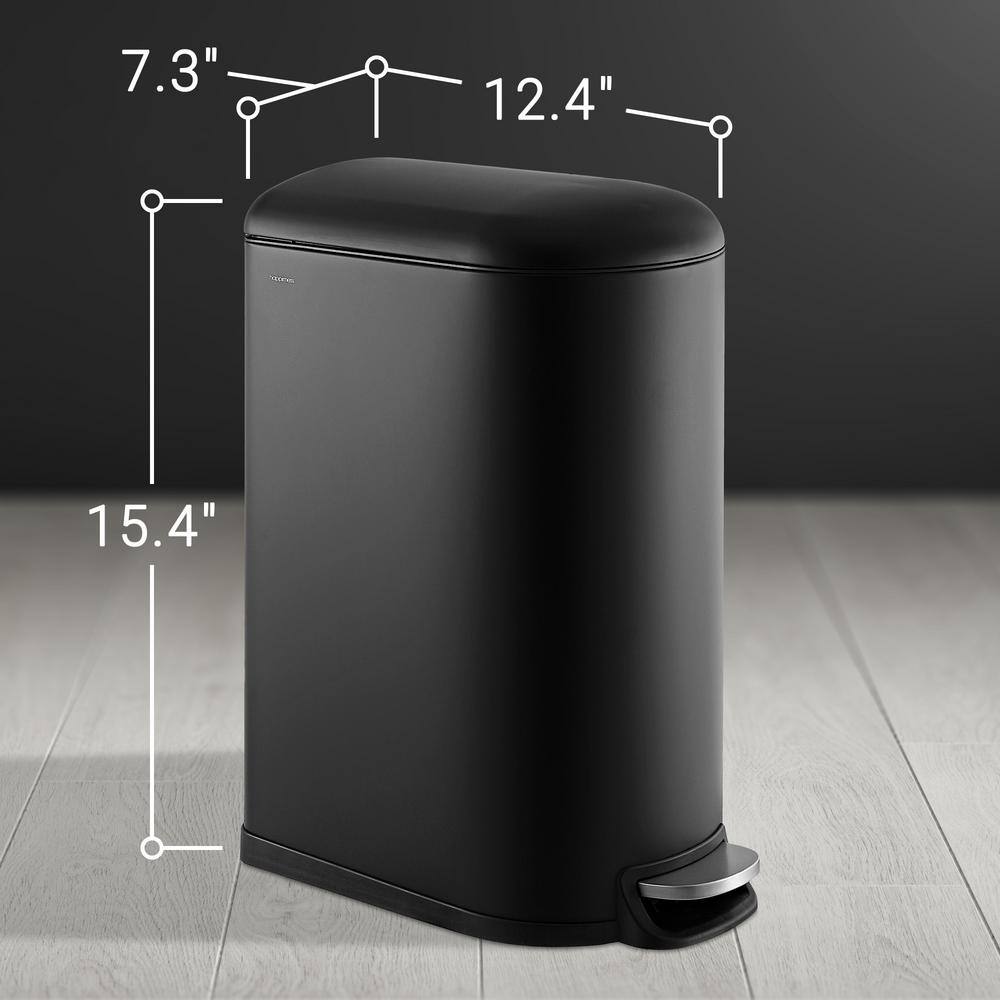Black Stainless Steel Fingerprint Resistant Step-Open Trash Can