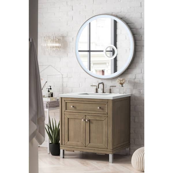 James Martin Vanities Chicago 30.0 in. W x 23.5 in. D x 34 in. H Single Bath Vanity in Whitewashed Walnut with Ethereal Noctis Quartz Top