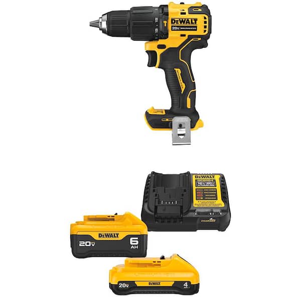 ATOMIC 20V MAX Lithium-Ion Cordless Brushless Compact 1/2 in. Hammer Drill with 6.0Ah and 4.0Ah Batteries and Charger