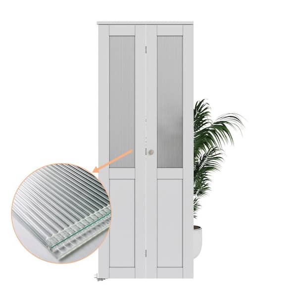 24 in x 78.75 in 1/2 Lite Reed Glass Solid Core Finished MDF Closet Bi-fold Door with Hardware Kit