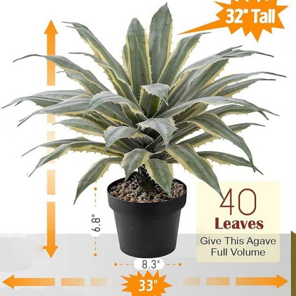 32 in. Green Indoor Tall Artificial Agave Succulent Plant with Two