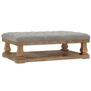 Segovia 60 in. Gray Large Rectangle Wood Coffee Table with Shelf
