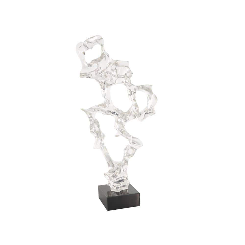 14 in. x 29 in. Clear Glass Abstract Sculpture with Black Square Base price history on PriceWatchPro