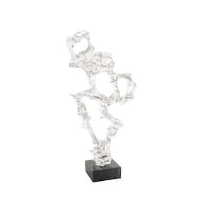 14 in. x 29 in. Clear Glass Abstract Sculpture with Black Square Base