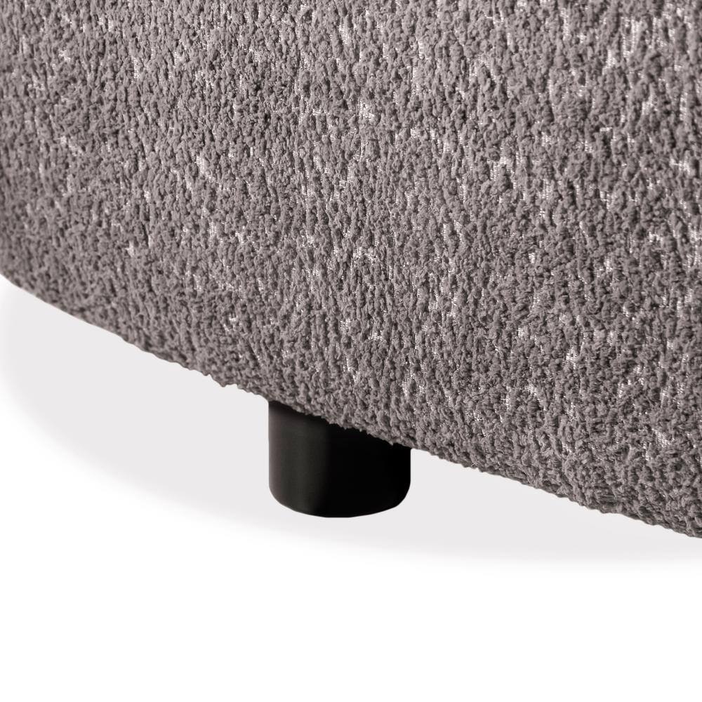 Charcoal Gray Boucle Fabric Modern Curved Sofa with Wooden Legs