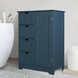 23.6 in. W x 11.8 in. D x 31.6 in. H Teal Blue Freestanding Linen Cabinet with Adjustable Shelf and 4-Drawer