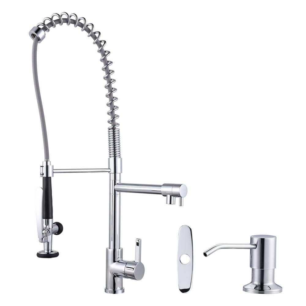 Commercial High-Arc Single Handle Pull Down Sprayer Kitchen Faucet with Soap Dispenser in Chrome price history on PriceWatchPro