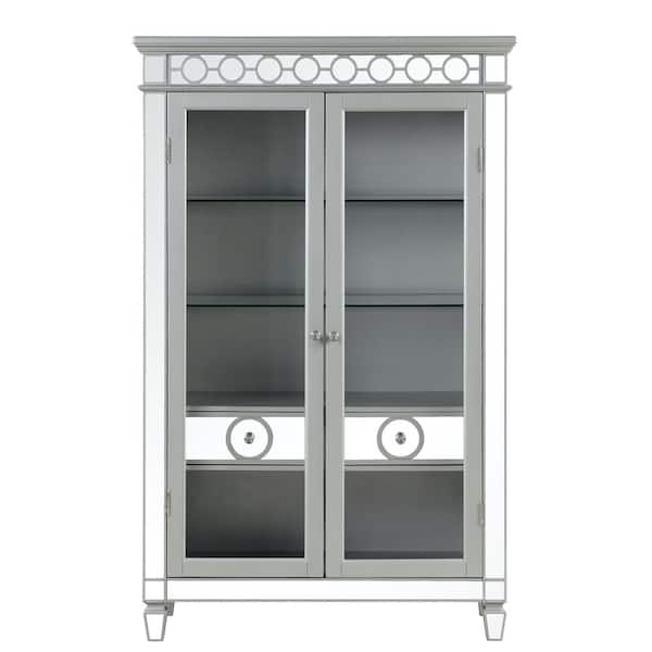 AndMakers Geneva Silver Champagne 44 in. Display Cabinet