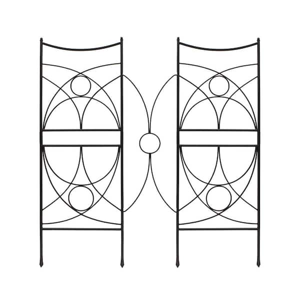 ACHLA DESIGNS 52 in. H Black Powdercoated Wrought Iron Outdoor Garden Aurora Trellis Center Link